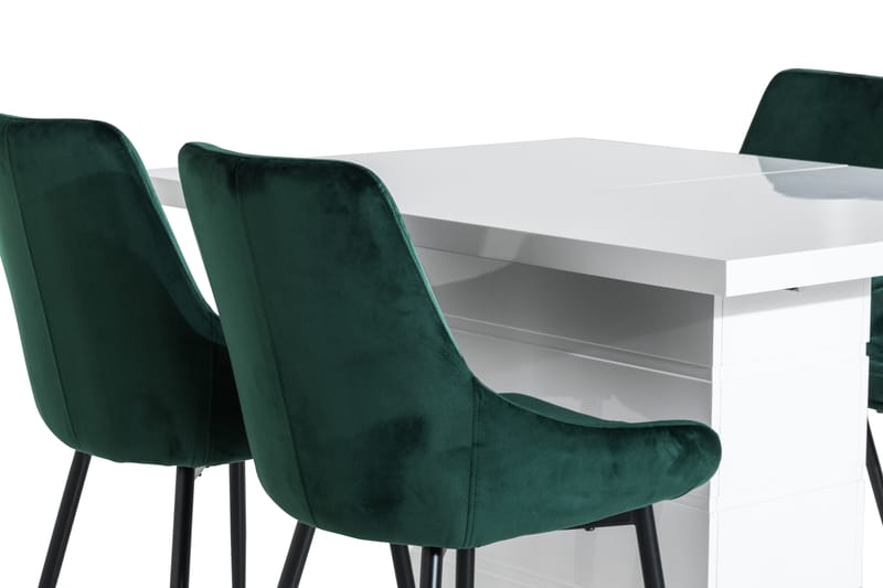 Ratliff Spisebordssæt 120 cm med 4 Alsarp Stol - Hvid/Grøn - Spisebordssæt