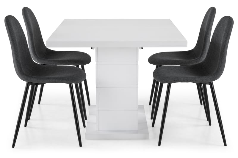 Ratliff Spisebordssæt 120x40cm m. 4 Nibe Stole - Hvid/Grå/Sort - Møbler - Borde - Spisebordssæt