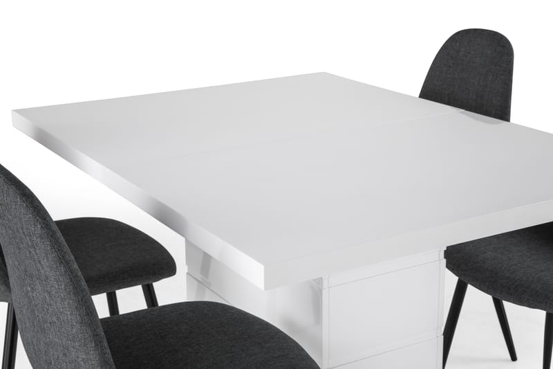 Ratliff Spisebordssæt 120x40cm m. 4 Nibe Stole - Hvid/Grå/Sort - Møbler - Borde - Spisebordssæt