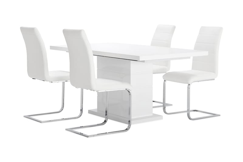 Ratliff Spisebordssæt 180 cm + 4 Sorado Stole - Hvid/Krom - Møbler - Borde - Spisebordssæt
