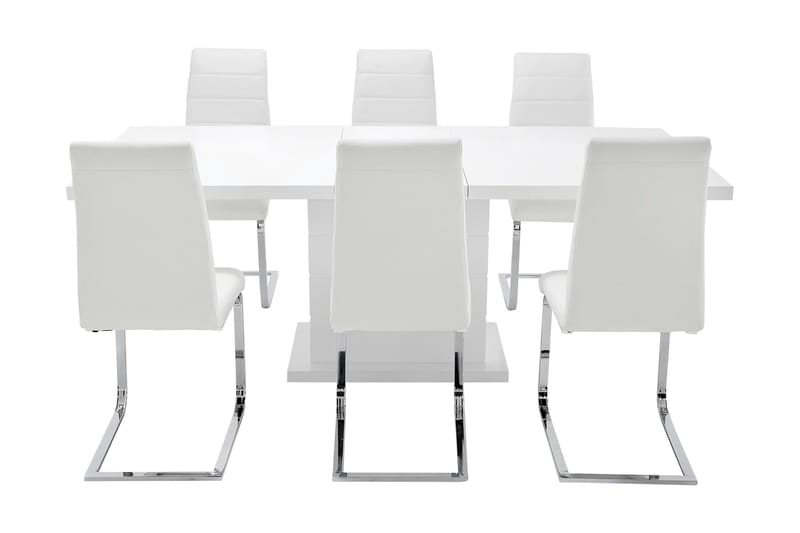 Ratliff Spisebordssæt 180 cm + 6 Sorado Stole - Hvid/Krom - Møbler - Borde - Spisebordssæt