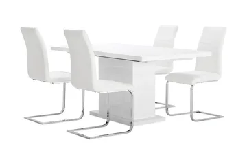 Ratliff Spisebordssæt 180 cm + 4 Sorado Stole - Hvid/Krom - Møbler - Borde - Spisebordssæt