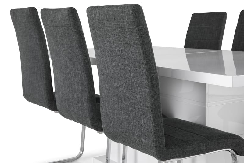 Ratliff Spisebordssæt 180x40cm m. 6 Cibus Stole - Hvid/Grå - Møbler - Borde - Spisebordssæt