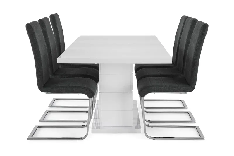 Ratliff Spisebordssæt 180x40cm m. 6 Cibus Stole - Hvid/Grå - Møbler - Borde - Spisebordssæt