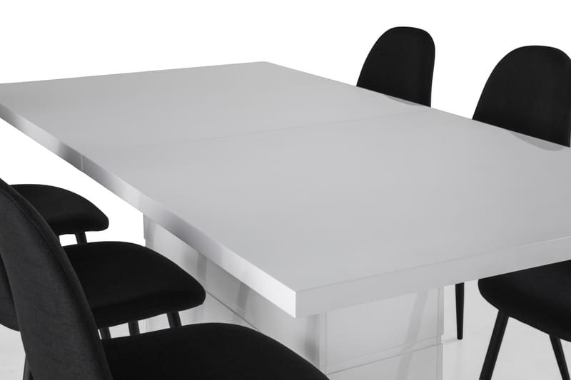 Ratliff Spisebordssæt 180x40cm m. 6 Nibe Stole - Hvid/Sort - Møbler - Borde - Spisebordssæt