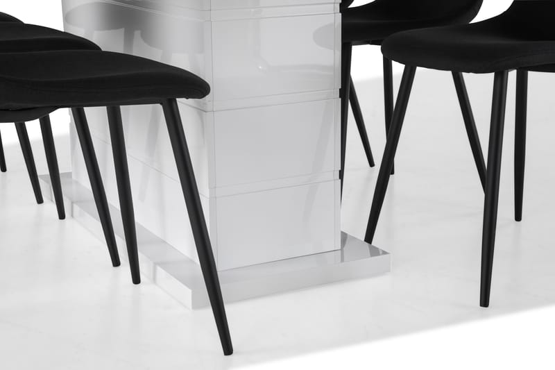 Ratliff Spisebordssæt 180x40cm m. 6 Nibe Stole - Hvid/Sort - Møbler - Borde - Spisebordssæt