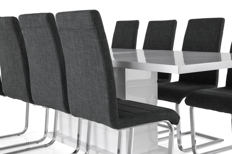 Ratliff Spisebordssæt 200x40cm m. 8 Cibus Stole - Hvid/Grå - Møbler - Borde - Spisebordssæt