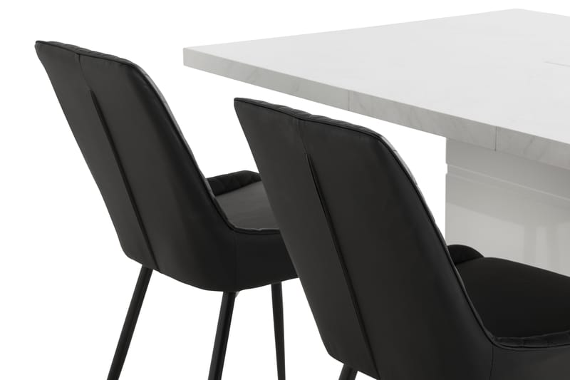 Ratliff Udvideligt Spisebordssæt 120 cm + 4 Hennebyn Stol - Hvid/Sort - Spisebordssæt