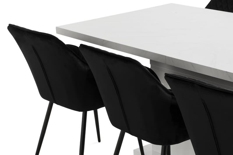 Ratliff Udvideligt Spisebordssæt 180 cm + 6 Valleviken Stol - Hvid/Sort - Spisebordssæt