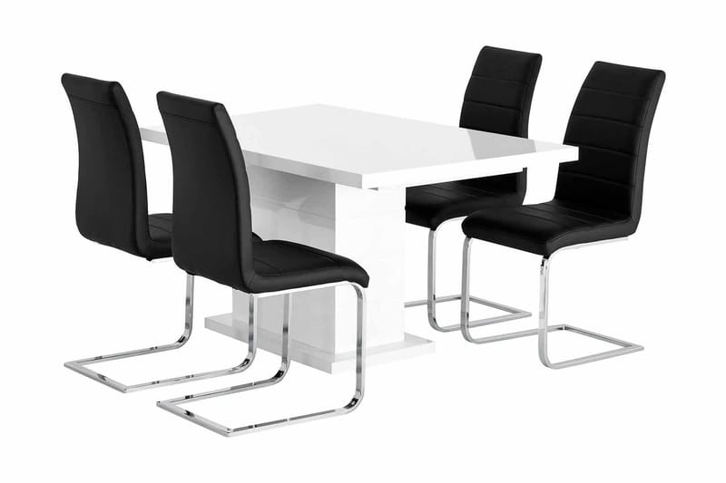 Ratliff Udvideligt Spisebordssæt 180 cm med 4 Cibus Stol - Hvid/Sort - Spisebordssæt