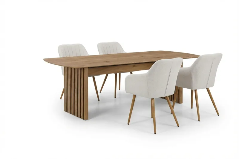 Richeto Spisegruppe Eg 180 cm med 4 Filippa spisestole, Eg/Hvid