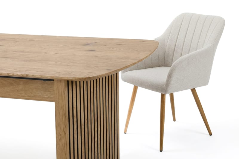 Richeto Spisegruppe Eg 180 cm med 4 Filippa spisestole - Eg/Hvid - Møbler - Borde - Spisebordssæt