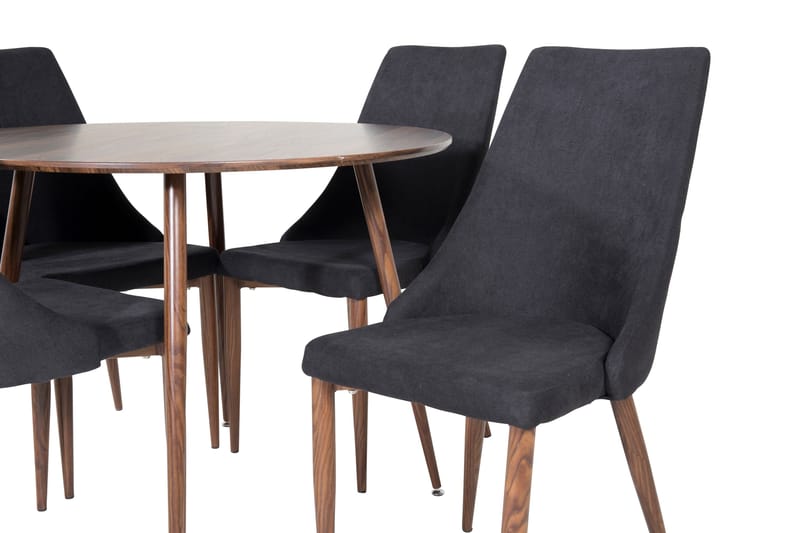 Ridones Spisebordssæt 100 cm Rund inkl 4 Campomar Stole - Brun/Sort - Møbler - Borde - Spisebordssæt