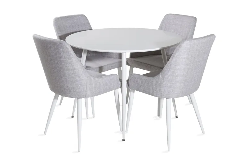 Ridones Spisebordssæt 100 cm Rund inkl 4 Ridones Stole, Hvid/Grå