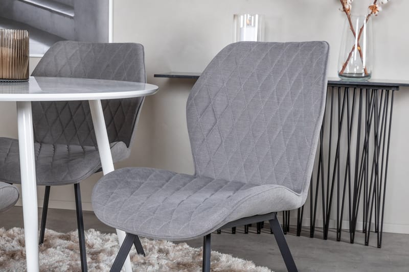 Ridones Spisebordssæt 100 cm Rund inkl 4 Sumoas Stole - Hvid/Grå/Sort - Møbler - Borde - Spisebordssæt