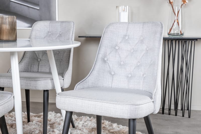 Ridones Spisebordssæt 100 cm Rund inkl 4 Valera Stole - Hvid/Grå - Møbler - Borde - Spisebordssæt