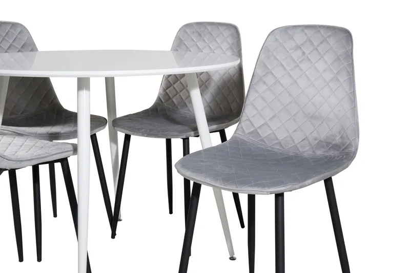 Ridones Spisebordssæt 100 cm Rund inkl 4 Ypas Stole - Hvid/Grå/Sort - Møbler - Borde - Spisebordssæt