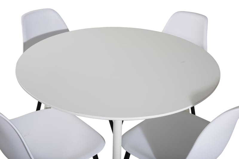 Ridones Spisebordssæt 100 cm Rund inkl 4 Ypas Stole - Hvid/Sort - Spisebordssæt