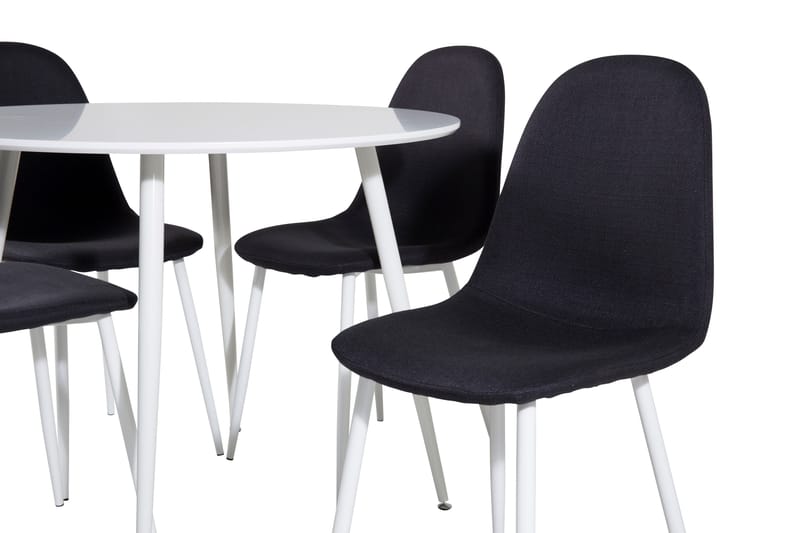 Ridones Spisebordssæt 100 cm Rund inkl 4 Ypas Stole - Hvid/Sort - Møbler - Borde - Spisebordssæt