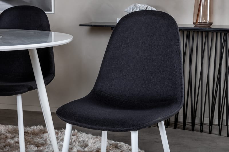 Ridones Spisebordssæt 100 cm Rund inkl 4 Ypas Stole - Hvid/Sort - Møbler - Borde - Spisebordssæt