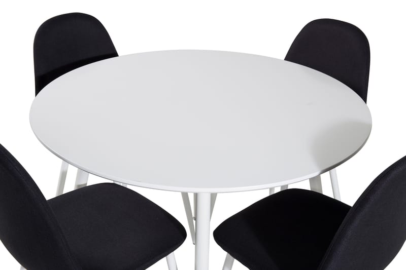Ridones Spisebordssæt 100 cm Rund inkl 4 Ypas Stole - Hvid/Sort - Møbler - Borde - Spisebordssæt