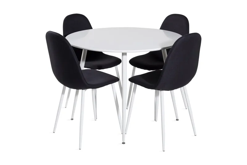 Ridones Spisebordssæt 100 cm Rund inkl 4 Ypas Stole, Hvid/Sort