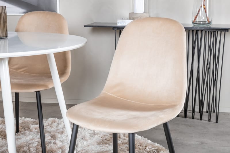 Ridones Spisebordssæt 100 cm Rund inkl 4 Pontus Stole - Hvid/Sort/Beige - Møbler - Borde - Spisebordssæt