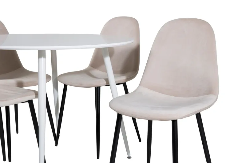 Ridones Spisebordssæt 100 cm Rund inkl 4 Pontus Stole - Hvid/Sort/Beige - Møbler - Borde - Spisebordssæt