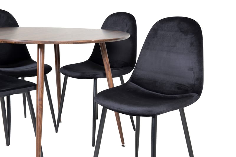 Ridones Spisebordssæt 100 cm Rund inkl 4 Pontus Stole - Brun/Sort - Møbler - Borde - Spisebordssæt