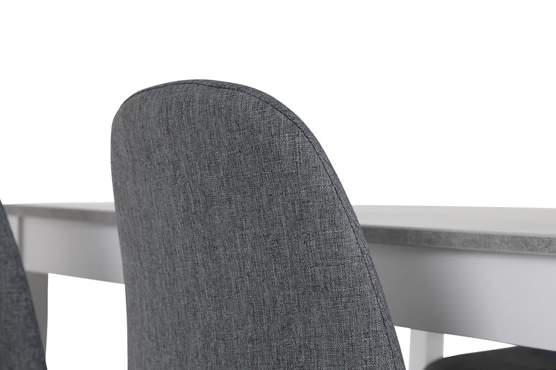 Romeo Spisebordssæt 140 cm Beton med 4 Nibe Stole - Hvid/Grå/Sort - Møbler - Borde - Spisebordssæt