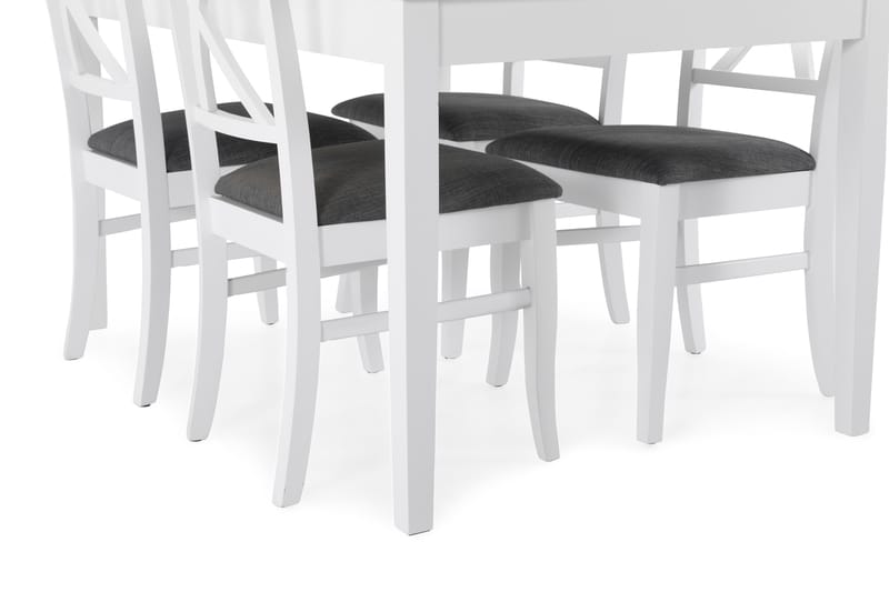 Romeo Spisebordssæt med 4 stk Hartford Stole - Beton/Hvid - Spisebordssæt