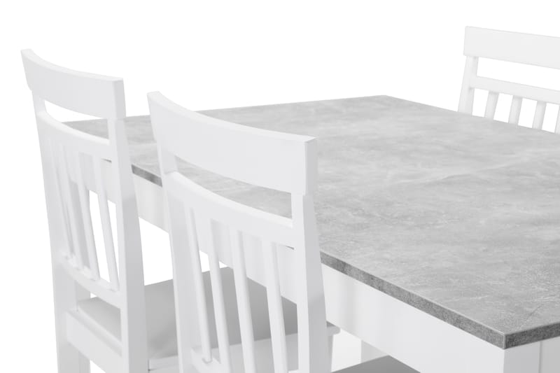 Romeo Spisebordssæt med 4 stk Hudson Stole - Beton/Hvid - Spisebordssæt