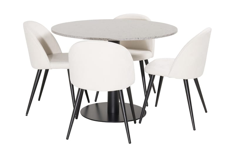 Runa Spisebord med Valerie Luksus Fløjl stol 4 stk - Spisebordssæt