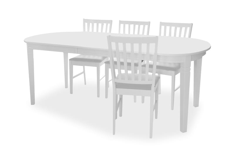 Sandhamn Spisebordssæt med 6 Stole - Hvidt - Spisebordssæt