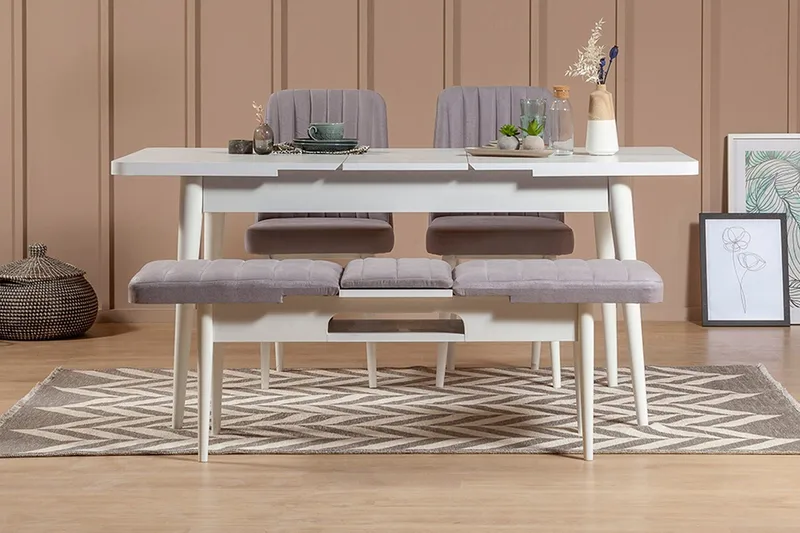 Shundrea Spisebordssæt 4 dele 75 cm - Hvid - Møbler - Borde - Spisebordssæt