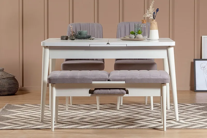 Shundrea Spisebordssæt 4 dele 75 cm, Hvid