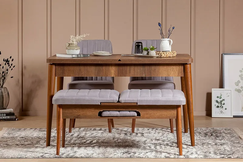 Shundrea Spisebordssæt 4 dele 75 cm, Valnød