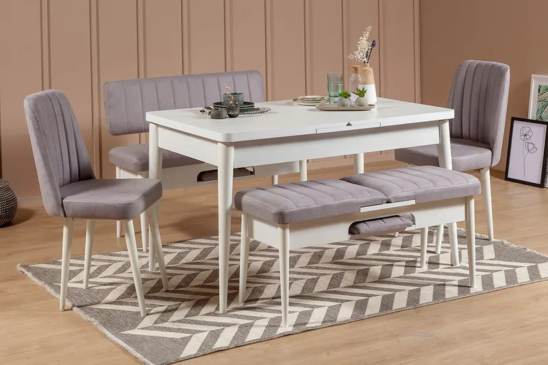 Shundrea Spisebordssæt 5 dele 75 cm, Hvid