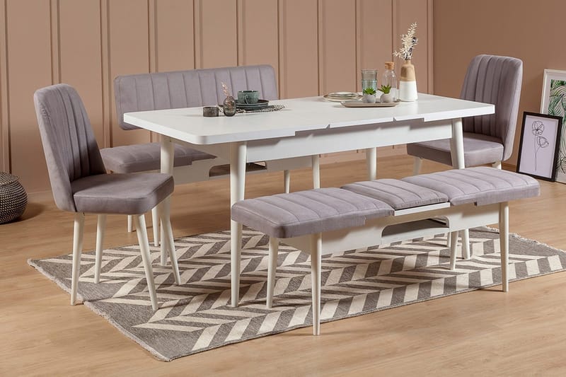 Shundrea Spisebordssæt 5 dele 75 cm - Hvid - Møbler - Borde - Spisebordssæt