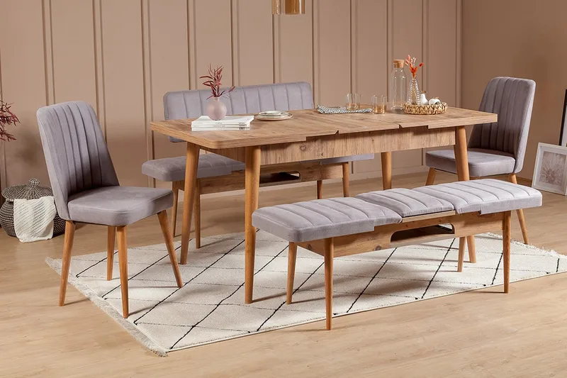 Shundrea Spisebordssæt 5 dele 75 cm - Træ/natur - Møbler - Borde - Spisebordssæt