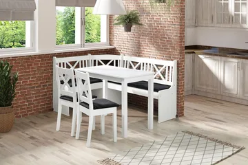 Sialana Spisebordssæt - Hvid/Sort - Møbler - Borde - Spisebordssæt