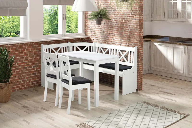 Sialana Spisebordssæt - Hvid/Sort - Møbler - Borde - Spisebordssæt