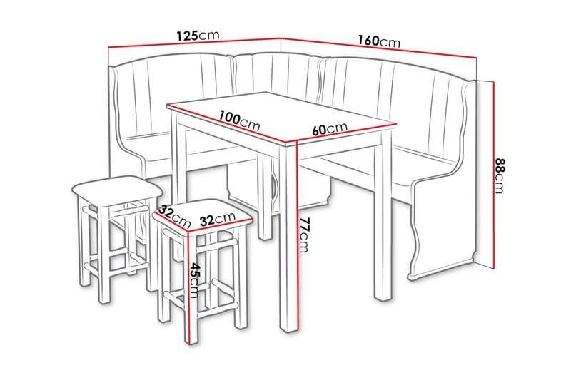 Sialana Spisebordssæt - Træ/Sort - Møbler - Borde - Spisebordssæt
