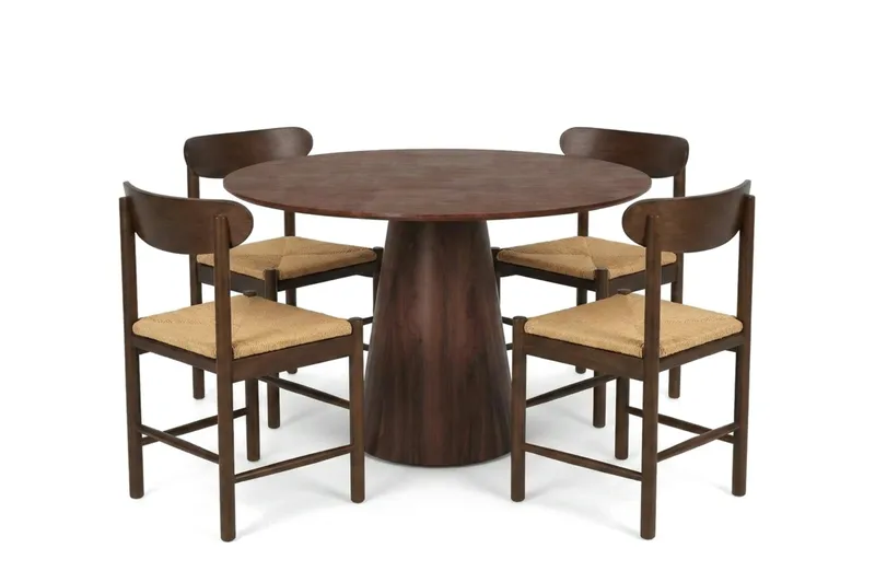 Siena Matgruppe rund 110 cm Valnød med 4 Malte Spisestole, undefined