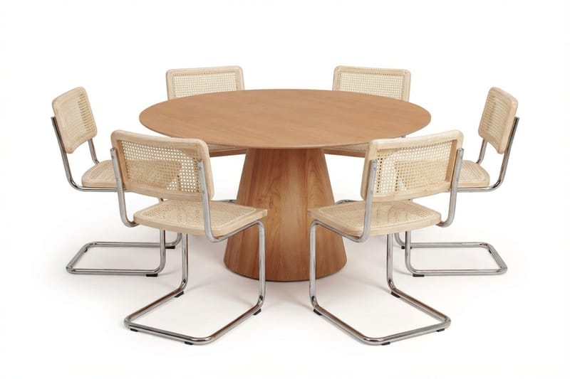 Siena Matgruppe rund 130 cm Eg med 6 Build-spisestole, Eg