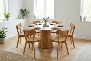 Siena spisegruppe 150 cm rund i eg med 6 Amelia-spisestole - Eg - Møbler - Borde - Spisebordssæt