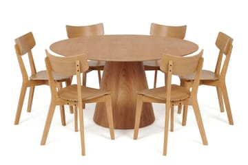 Siena spisegruppe 150 cm rund i eg med 6 Amelia-spisestole - Eg - Møbler - Borde - Spisebordssæt