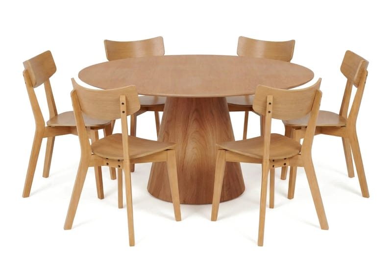 Siena spisegruppe 150 cm rund i eg med 6 Amelia-spisestole - Eg - Møbler - Borde - Spisebordssæt