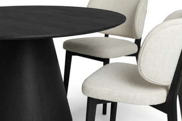 Siena spisegruppe 150 cm rund i sort med 6 Eira-spisestole - Sort - Møbler - Borde - Spisebordssæt