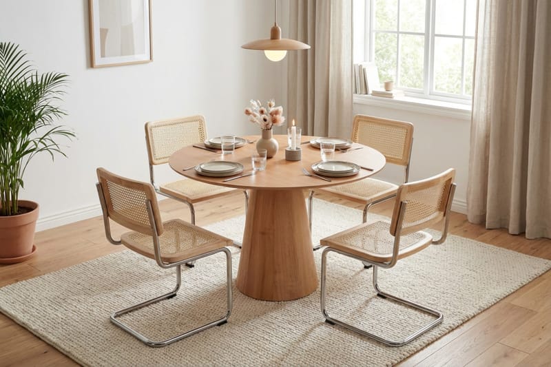 Siena spisegruppe rund 110 cm eg med 4 Build spisebordsstole - Eg - Møbler - Borde - Spisebordssæt